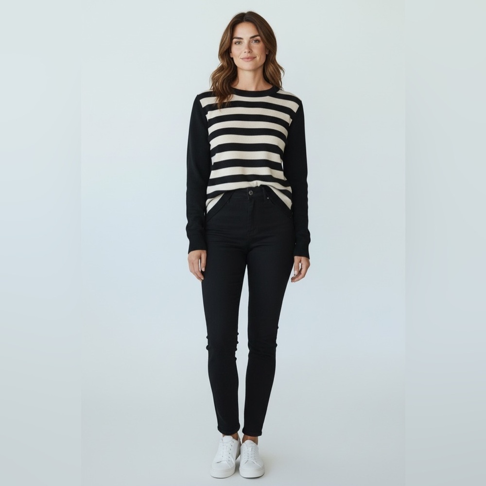 Les Copains Italian Knit Striped Long Sleeve Top - Picture 2 of 7